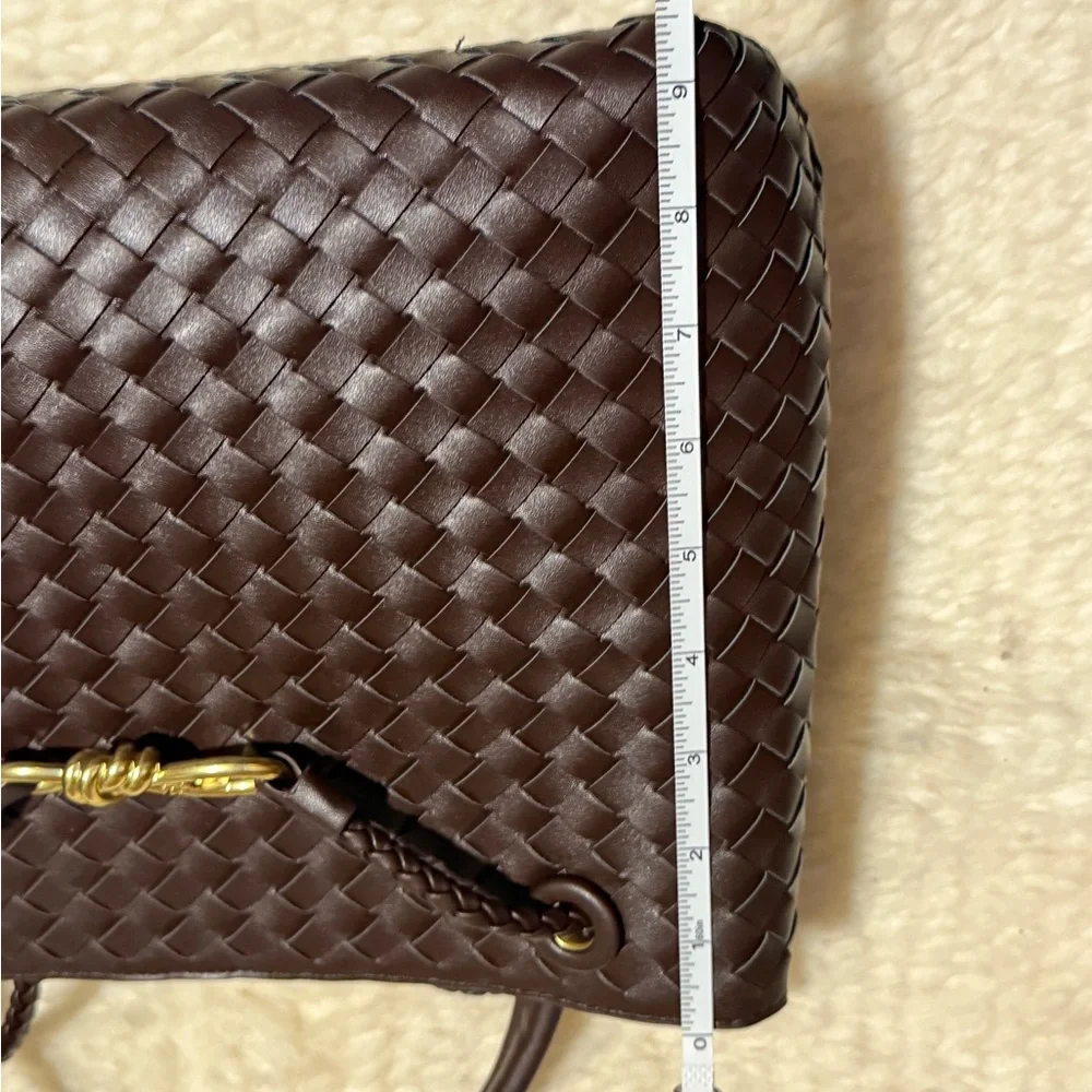 Handwoven Brown Leather Tote Bag - Picture 5 of 6